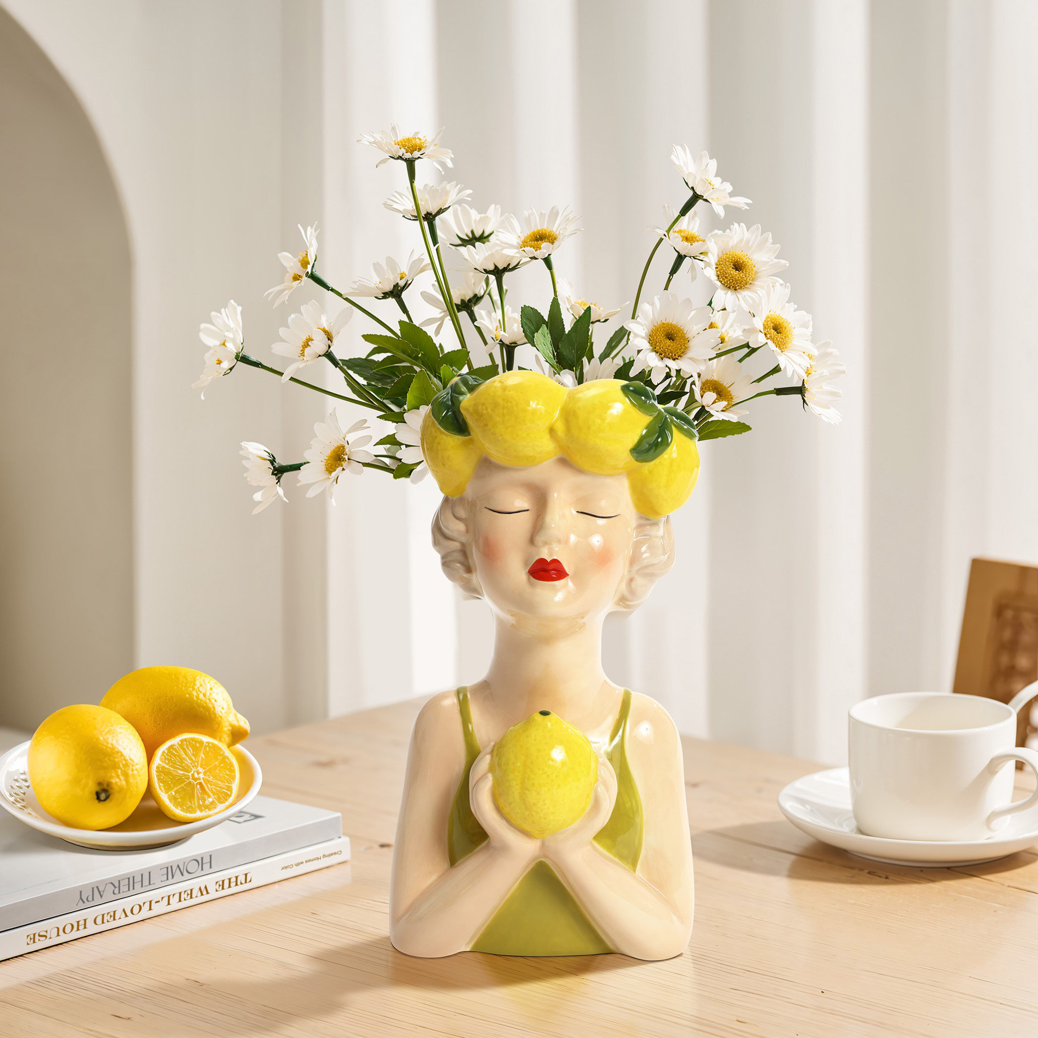 Red Barrel Studio® Lady Lemons Ceramic 11.6-Inch Tall Sculpture Vase & Reviews | Wayfair