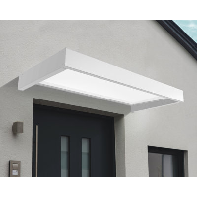 Palram - Canopia Sophia 7' W x 3' 1" D Acrylic Galvanized Steel Stationary Door and Window Awning White/Mist
