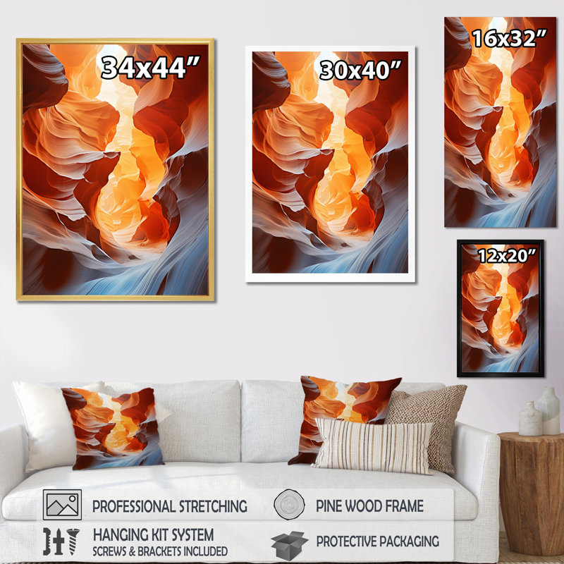 «Jaimon Canyon Antelope Symphony I», reproduction sur toile, Cadre simple noir, H 20 po x l 12 po x P 1 po