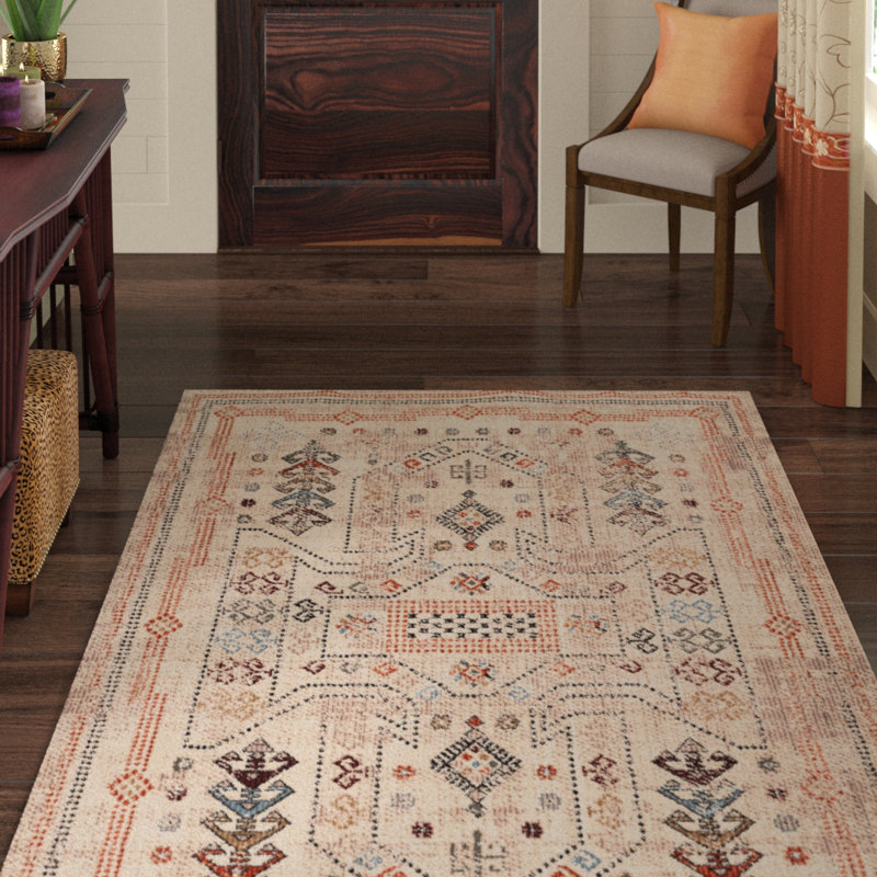 Tapis beige / orange Carle, Rectangle 5 pi x 8 pi