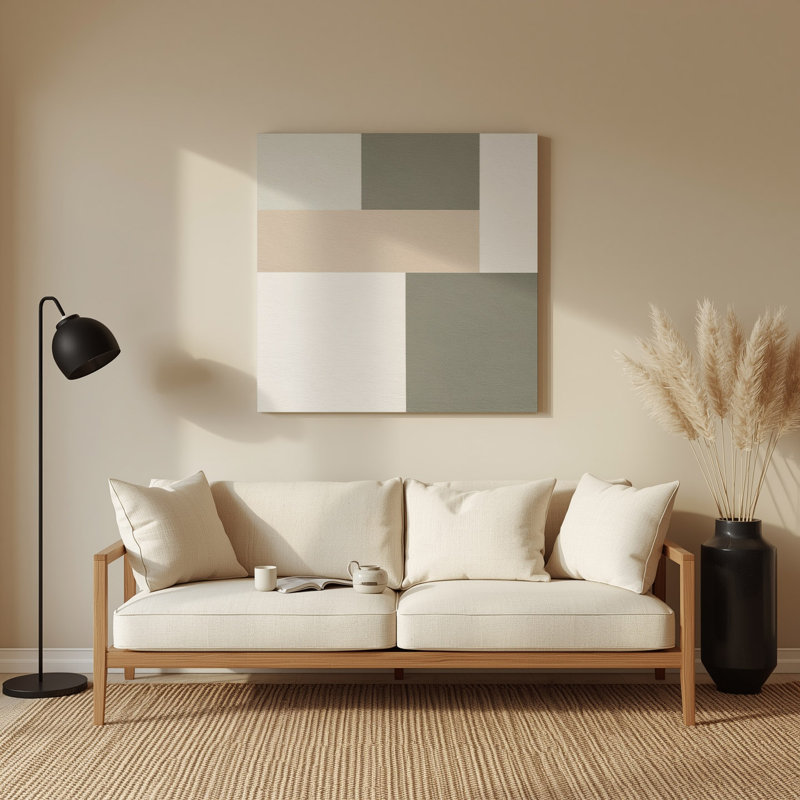 Minimalisme 94, art mural en métal beige, H 12 po x l 12 po