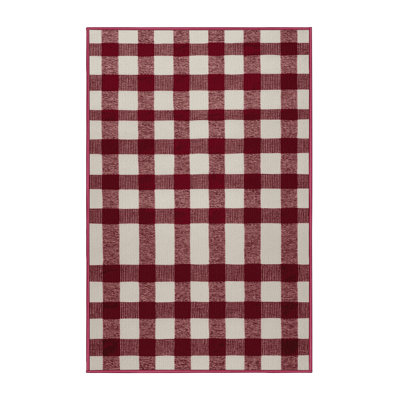 Tapis lavable en ruban à motif guingan