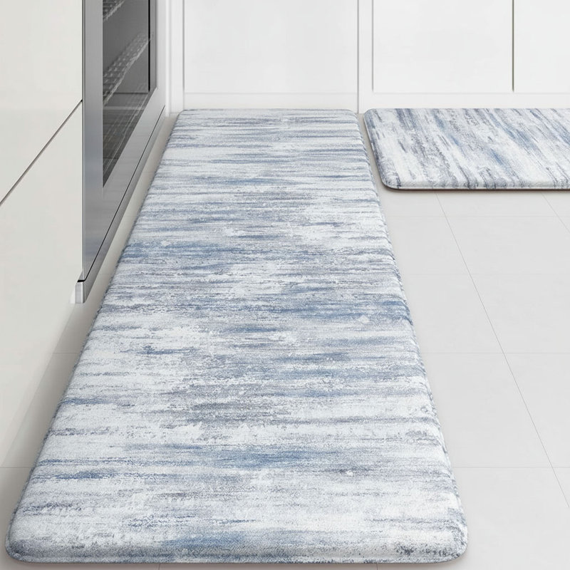 Ensemble de 2 tapis de cuisine anti-fatigue, Bleu