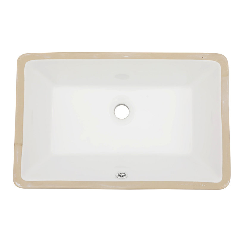 Lavabo de salle de bain rectangulaire encastré en céramique blanc 21 "x 13" avec trop-plein