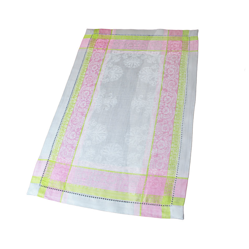 Napperon French Home 6 pièces Cleopatra, Chartreuse / rose / lavande pâle