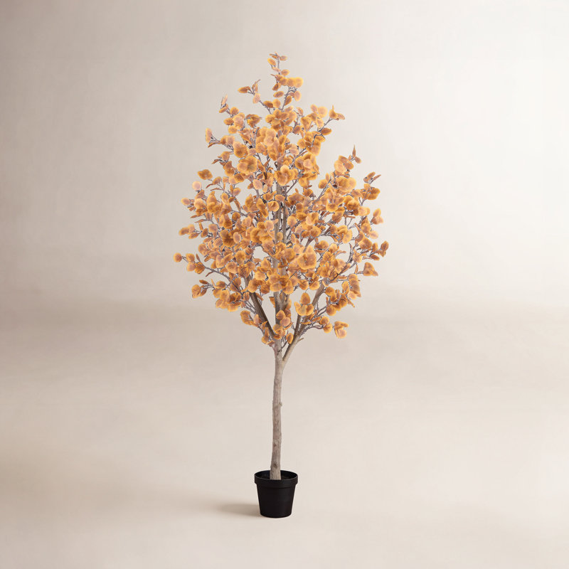 Artificial Autumn Fall Eucalyptus Tree, 96" H x 46" W x 46" D