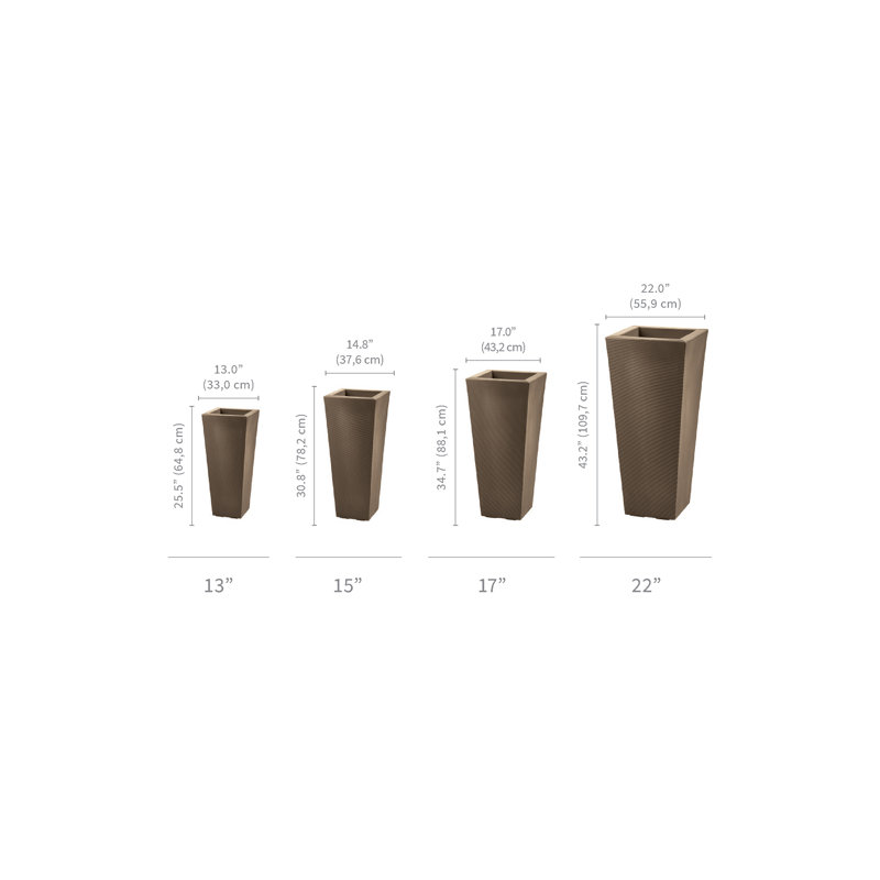 Bleeker Tall Round Indoor Outdoor Plant Pot, Caviar Black, 43.2" H x 22" W x 22" D