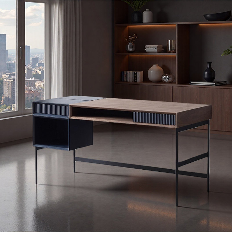 Bureau d'écriture avec rangement, H 29,52 po x l 62,99 po x P 27,55 po, Retour à gauche