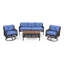 Ensemble de conversation modulaire en rotin pour l'extérieur 4 pièces avec chaises pivotantes-131749538-131749551