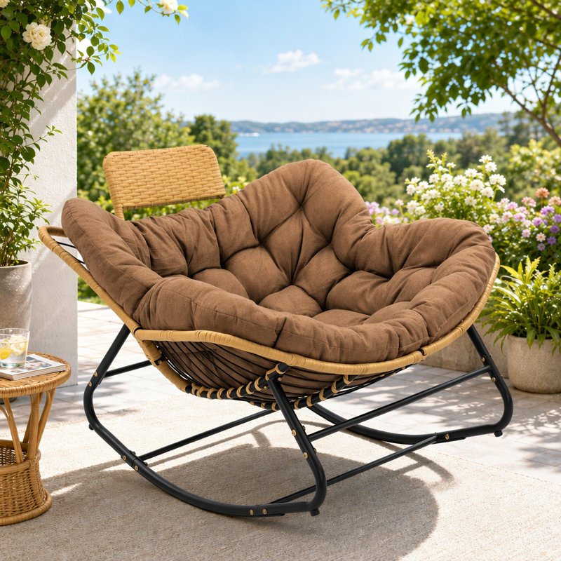 Chaise d'extérieur en osier, Brun