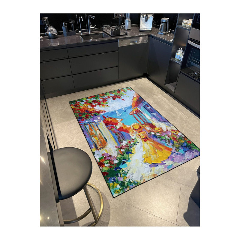 Tapis tissé lavable motif marin, Tapis de couloir 3 pi 3 po x 9 pi 10 po
