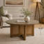 Table basse 32 po en rotin, table basse ronde en bois tissé de rotin