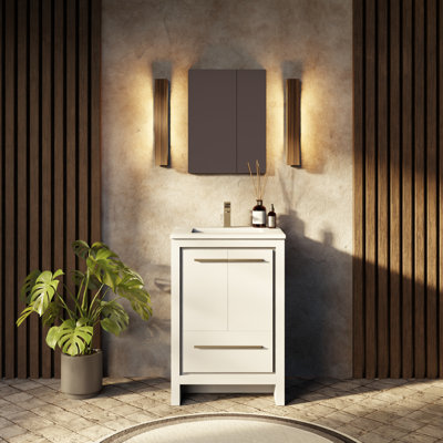 Meuble-lavabo rustique en acacia l 24 po x P 20 po Lafarre 