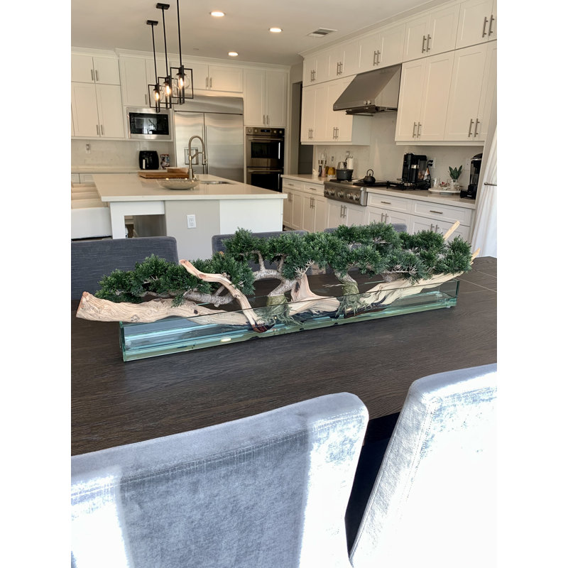 Faux Bonsai Tree in Planter, Light Green, 10" H x 52" W x 8" D