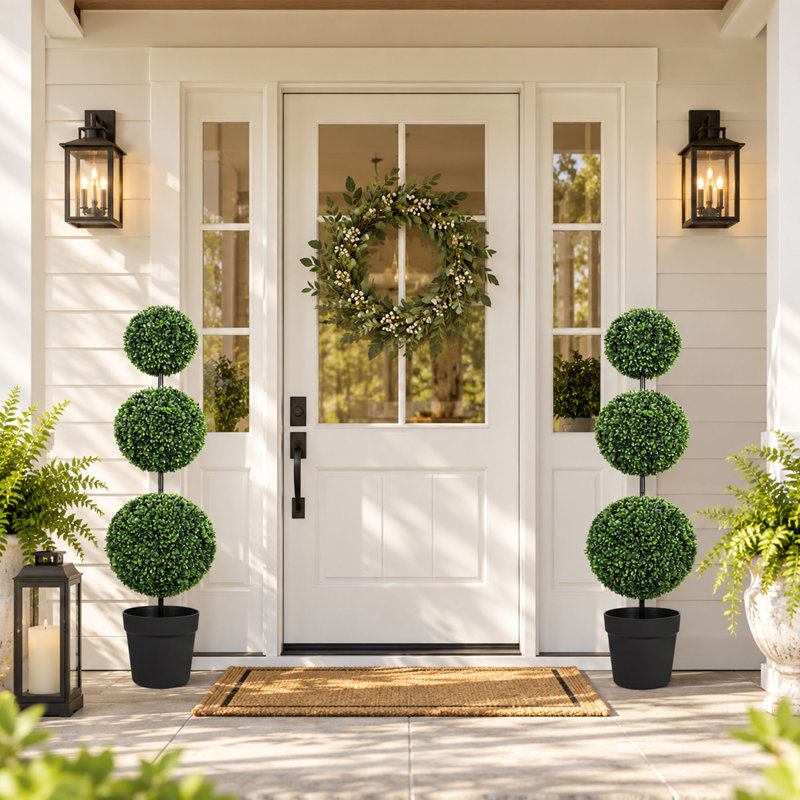 36 " H Faux Boxwood Topiary in Plastic Pot