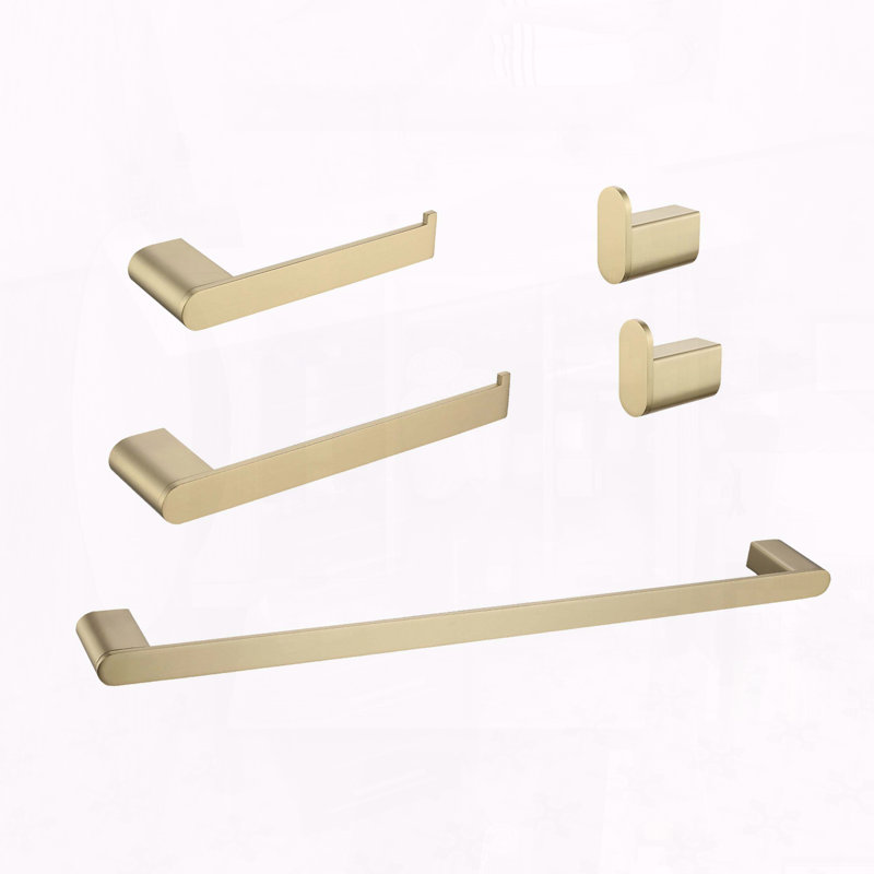 5-Piece Stainless Steel Bathroom Hardware Set, Brushed Gold