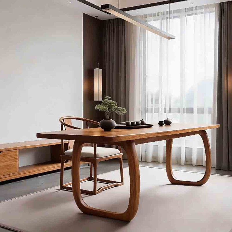 Mid-Century Teak Solid Wood Dining Table, 29.53"H x 39.37"L x 94.49"W