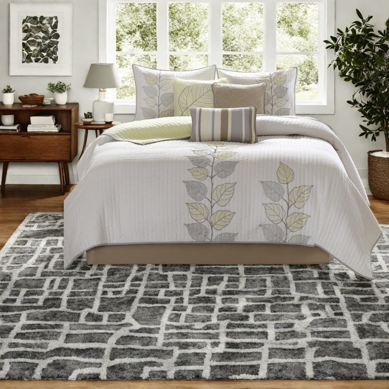 Ensembles de literie confortables en coton, motif floral brodé en jaune, idéal pour la décoration intérieure