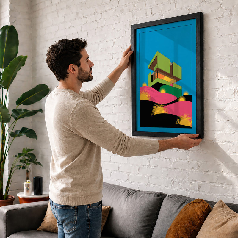 Floating Forms Geometric - Framed Print, A3 - 42.0 x 29.7 cm, Unframed