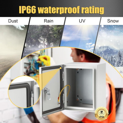 Steel Enclosure, Outdoor Electrical Box, IP66 Waterproof & Dustproof, Electrical Junction Box with Mounting Plate for Indoor Outdoor Use