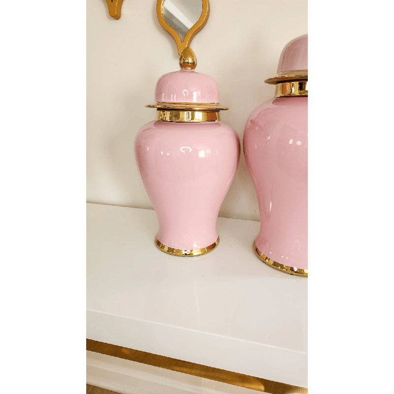 Pot Lux rose et gingembre doré, H 14,96 po x l 11,8 po x P 11,8 po