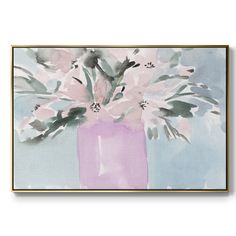 Fleurs brisées II - impression, H 17 po x l 25 po x P 2 po, Toile avec cadre flottant or, Non
