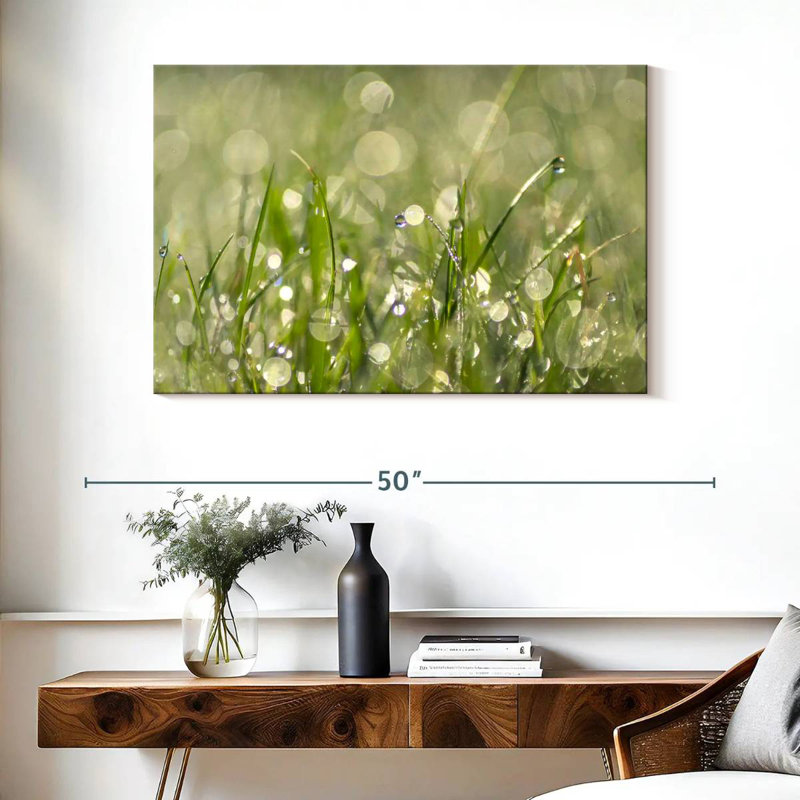 Harnek Raindrops On Grass Abstract, 26" H x 39" W