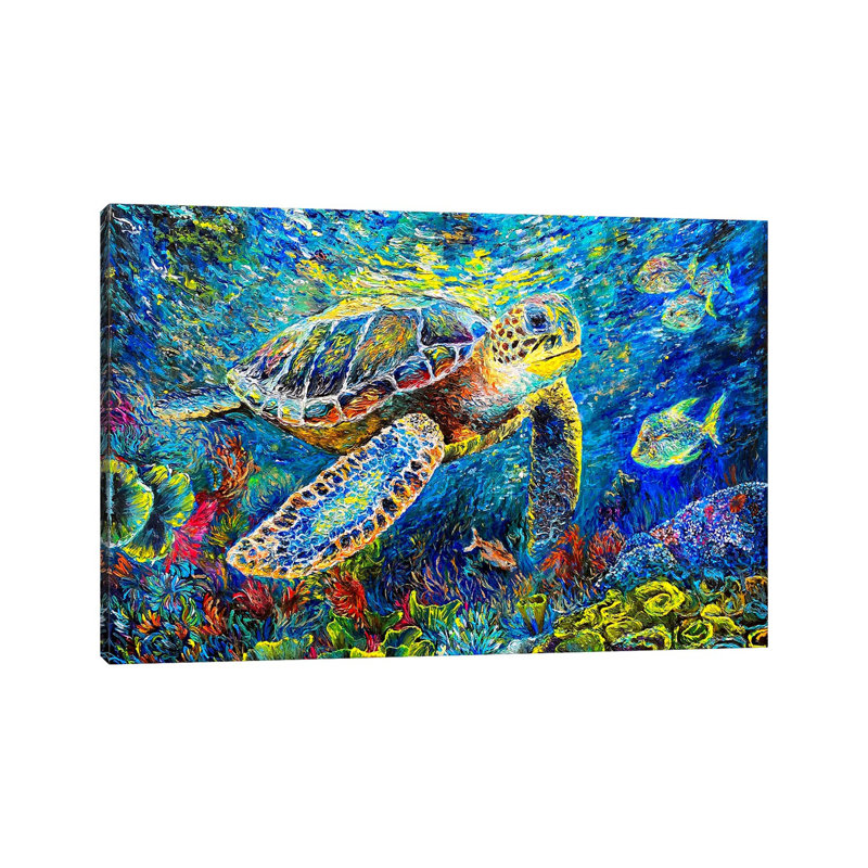 «Ocean Symphony Turtle's Coral Haven», reproduction d'art mural