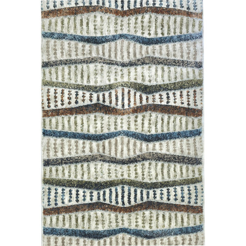 Washable Runner Rug 2x55 - Ridge Modern Plush Rug for Hallway & Entryway, Denim Multi, Sculpted Stripe, Denim Multi