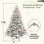 Arbre de Noël artificiel floqué pré-éclairé avec 300 lumières incandescentes blanc chaud, 1419 pointes, pin enneigé PE + PVC avec branches à mémoire de forme partielle, support en métal pliable pour les fêtes-1913996455