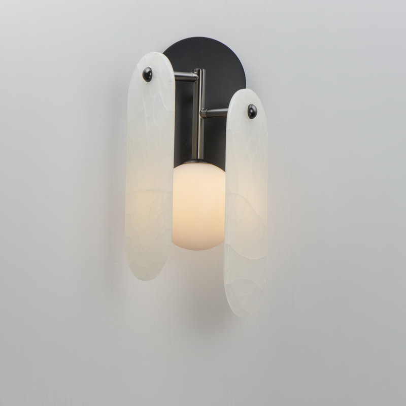 Megalith 1 - Light Armed Sconce, Gunmetal/White Onyx