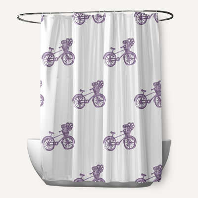 Rideau de douche simple à imprimé bicyclettes