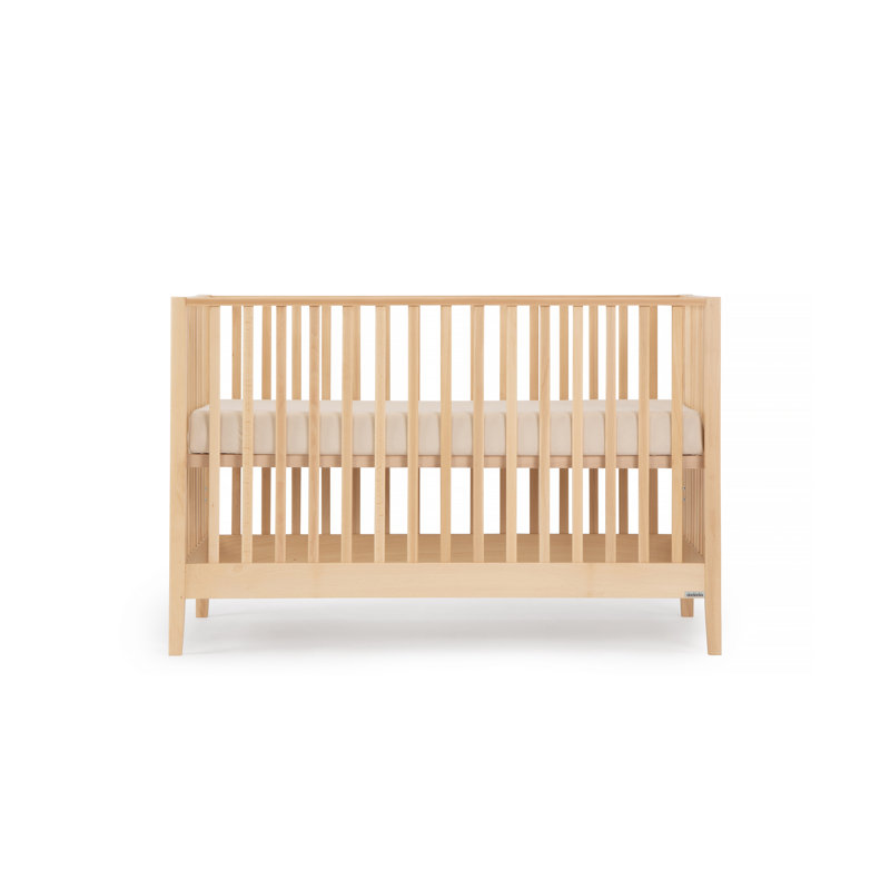 Natural Beechwood 3-in-1 Convertible Crib with Adjustable Height