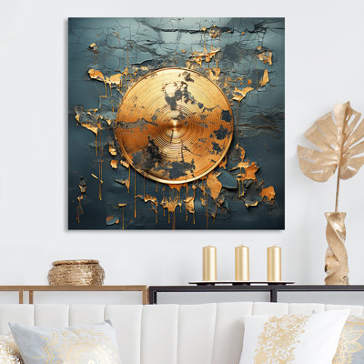 Disque vinyle doré et gris Melody IV - Disques vinyle, art mural en métal