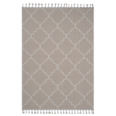 Machine-woven Ivory Loop Pile Rug - Versatile Neutral Decor For Bedroom & Home Office