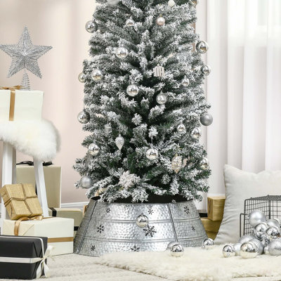 Collier d'arbre de Noël en acier 26 x 26 x 9, jupe d'anneau des Fêtes durable pour décoration festive et dissimulation de support