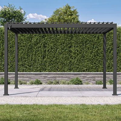 111S Aluminum Louvred Pergola, Adjustable Roof, 10' W x 13' D, Charcoal