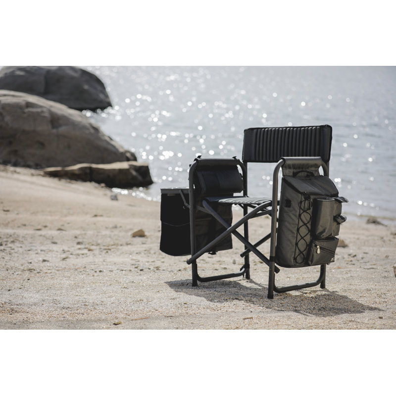 Outdoor Fusion Camping Chair with Side Table and Soft Cooler, Dark Gray with Black