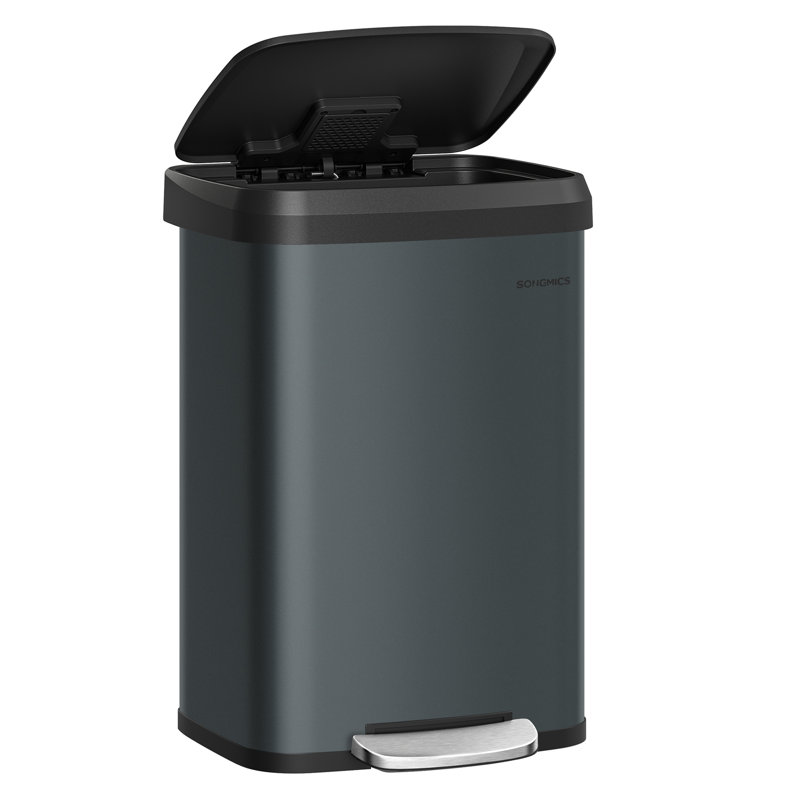 Brunhild Metal Step On Kitchen Trash Can - 50L, Black