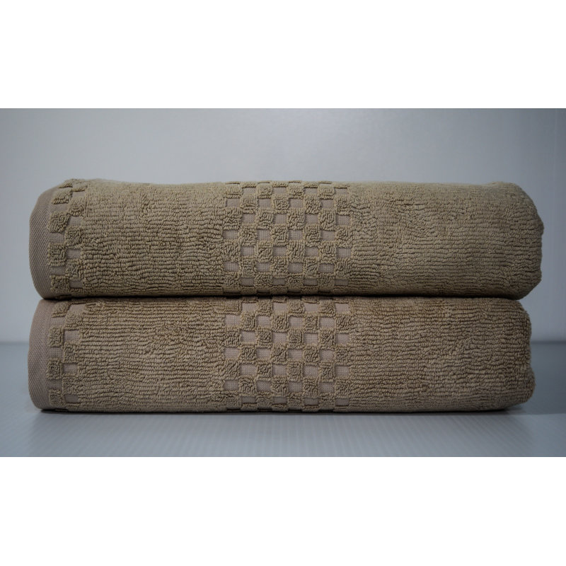 Yochman 100% Cotton Plush Jacquard Bath Sheet, Taupe
