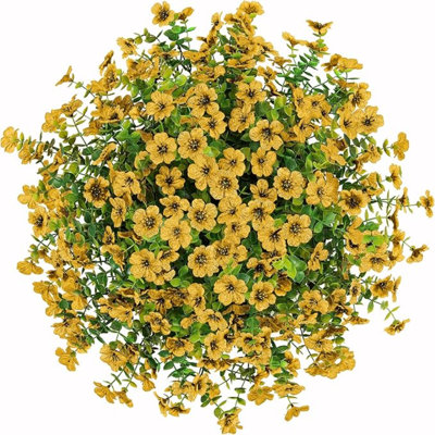 Artificielle, fausses fleurs suspendues, plantes, panier de fleurs pour l'automne, automne, fausse soie jaune, marguerite suspendue en pot, aspect réel résistant aux rayons UV pour le porche