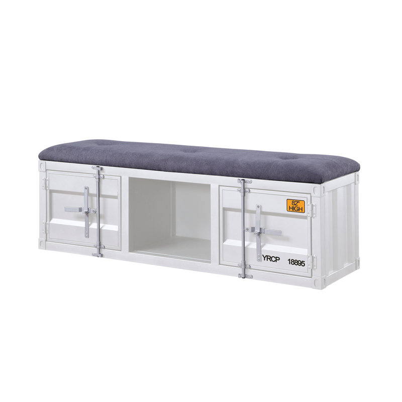Banc de rangement en métal Parke, Blanc