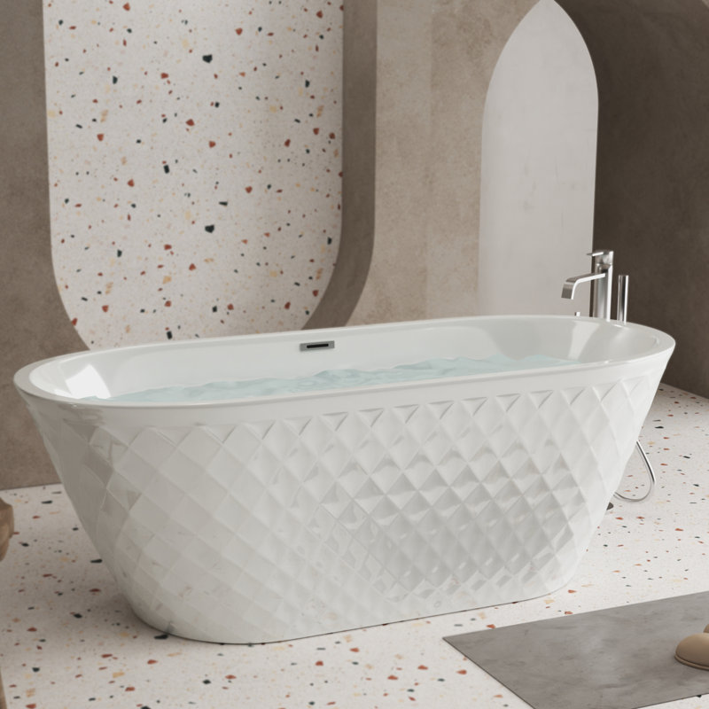 x 29.5'' Freestanding Soaking Acrylic Bathtub