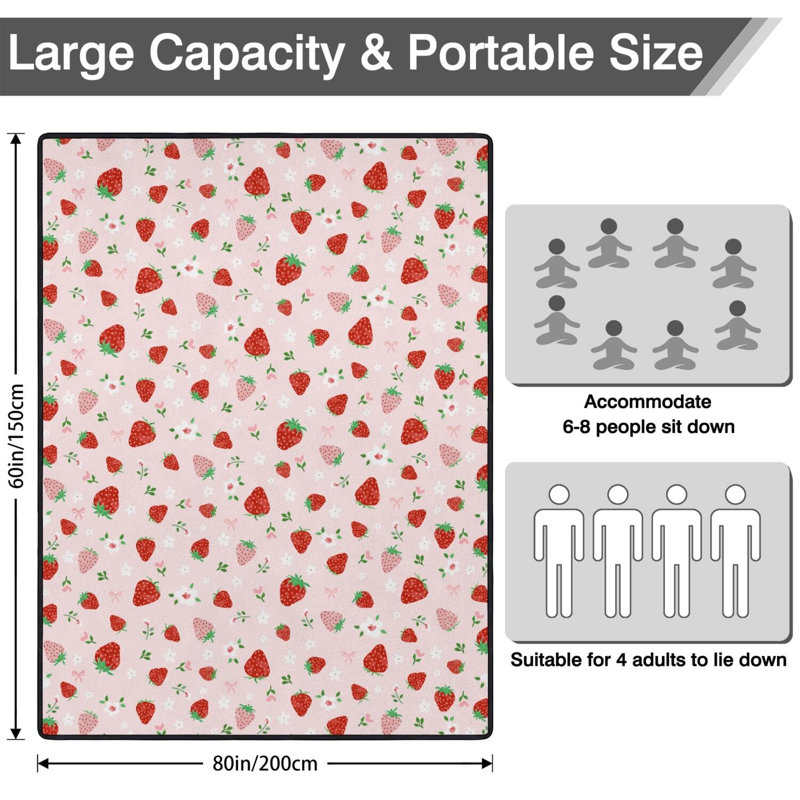 Couverture imperméable de pique-nique, 1 couche, (fraise)