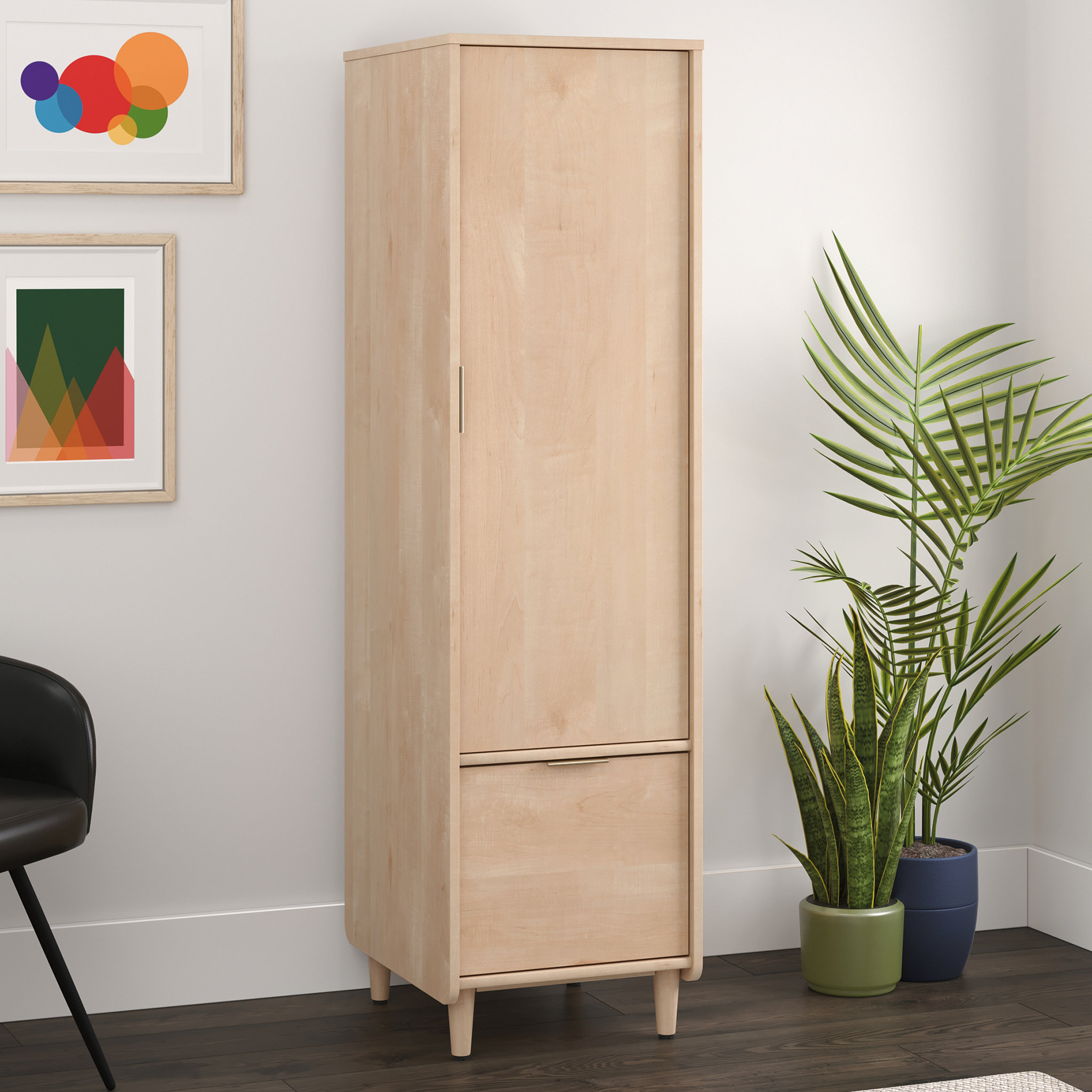 Tall Storage Cabinet With Hanging File Drawer Mid Century Slim