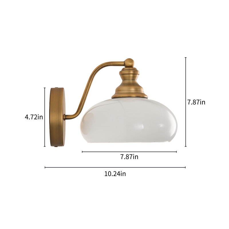 Éclairage pour salle de bain 1 lumière avec abat-jour en céramique blanc éclatant, Milk White, Une lumière