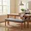 Banc de chaises de salle à manger moderne de 53 po, siège rembourré en tissu avec structure en bois massif pour table de cuisine, coin-repas et café, gris-1826073808