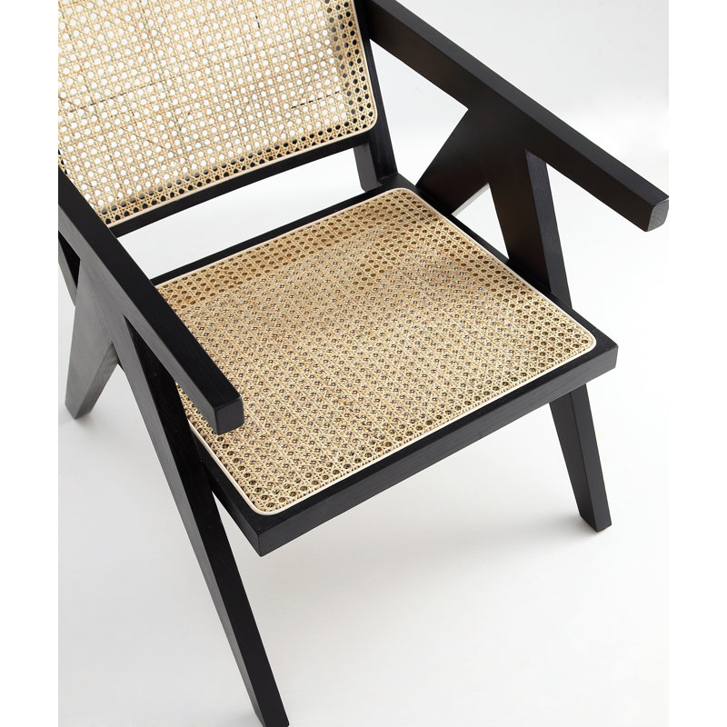 Shakespeare Accent Chair In Black And Natural Cane - Set Of 2, Black