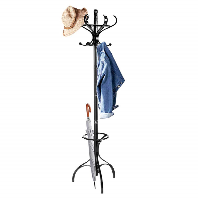 Bellview Solid Wood Freestanding Coat Rack, Black