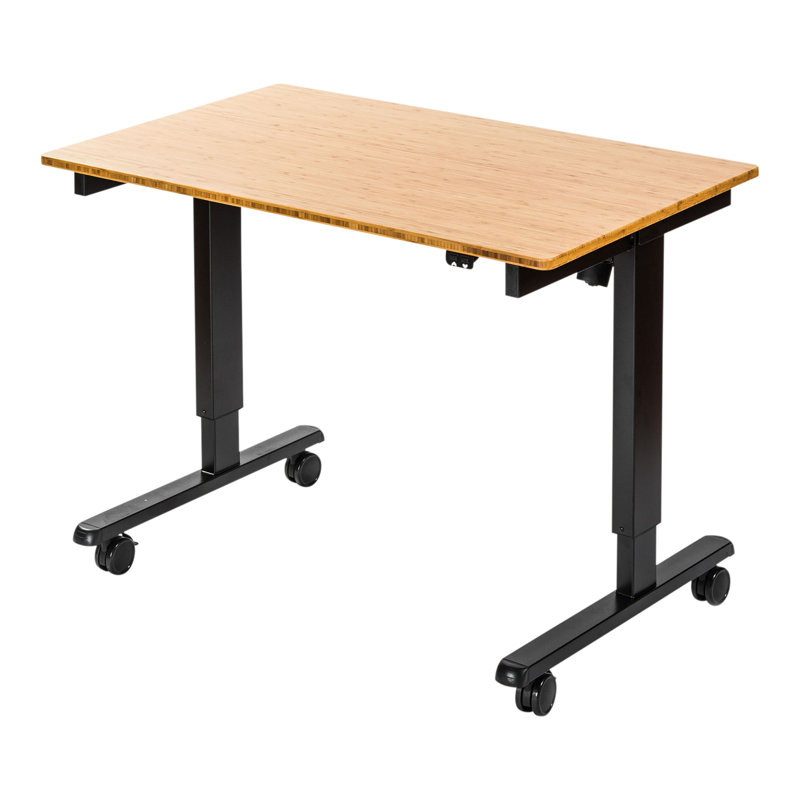 Electric Adjustable Height Standing Desk with Charcoal Frame and Gloss White Top
